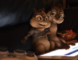 The squirrels Alvin and The Chipmunks with glasses