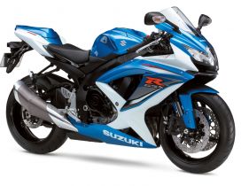 Blue and white motorcycle Suzuki GSX-R1000