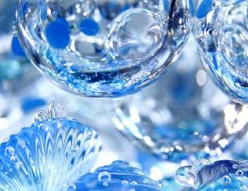 3D blue water drops - HD wallpaper
