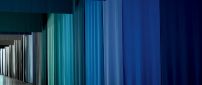 Curtains in different shades of blue
