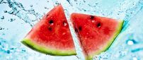 Two fresh watermelon in the water
