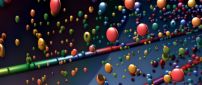 Many colorful balls in the air - 3D wallpaper