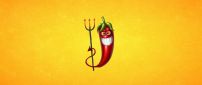 Little devil red hot pepper with fork - HD wallpaper