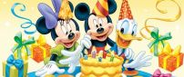 Happy birthday Mickey Mouse with Minnie and Donald