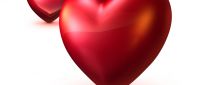 Two red hearts 3D - HD love wallpaper