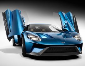 Blue Ford GT Studio with opened doors