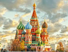 Colorful St. Basils Cathedral from Moscow