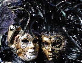 Black and golden masks from Venice Carnival