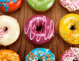 Colorful glazed donuts - It's time for sweets