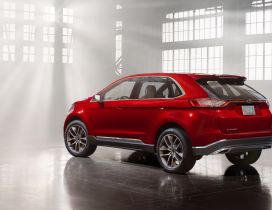 Red Ford Edge Concept in a garage