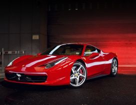 Red Ferrari 458 in garage - Sport car