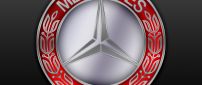 Red and gray Mercedes Benz logo