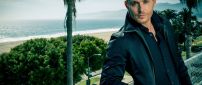 Actor Jensen Ackles on a terrace on the beach