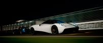 White gorgeous Pagani Huayra in night