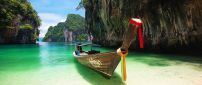 A boat through rocks - Andaman Sea Thailand