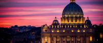 Lighted Vatican building in night