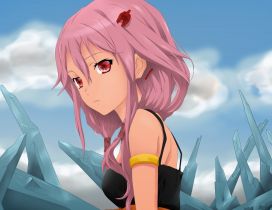 Inori Yuzuriha with pink hair in Guilty Crown animation