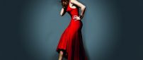Actress Jennifer Lopez in red dress