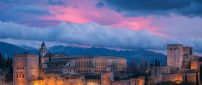 Alhambra landscape in the sunset - Purple sky