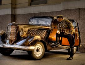 Old car used in the army - HD wallpaper