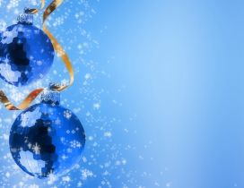 Blue shiny Christmas balls - Happy Winter Holiday
