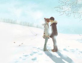 First love and first snow - wonderful wallpaper