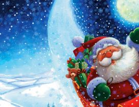 Happy Santa Claus in a magic night of Christmas