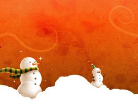 Funny snowmen in the winter wind - HD wallpaper