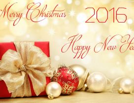 Merry Christmas and a Happy New Year - golden wallpaper