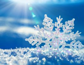 Beautiful 3D snowflake in the sunlight
