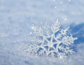 3D snowflake in the snow - HD winter wallpaper