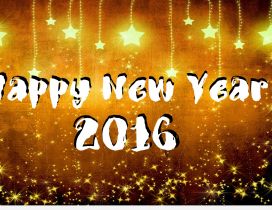 Golden wallpaper Happy New Year 2016 - stars on wall