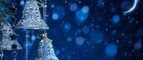 Blue winter night - bells and moon HD wallpaper