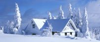 Winter time - white house and beautiful landscape