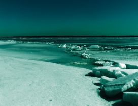 Blocks ice in the ocean - cold winter time