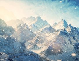 Beautiful winter landscape - white mountains