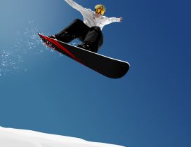 Perfect jump with snowboard - winter sport