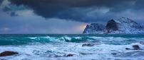 Storm at sea in a cold winter day