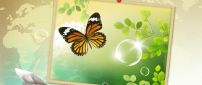 Orange butterfly in a spring painting - HD wallpaper