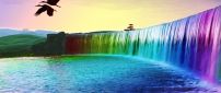 Wonderful 3D colourful waterfall - HD wallpaper
