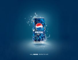 Enjoy Pepsi refreshes the world - blue juice drink