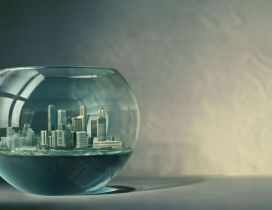 The city in a fish aquarium - HD creative wallpaper