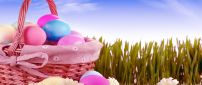 Basket full with Easter eggs - HD wallpaper
