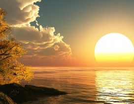 Big sunrise on the ocean - HD wallpaper