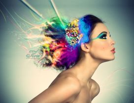 Abstract hairstyle - color in the head