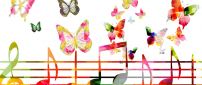 Musical notes and butterflies - HD color wallpaper