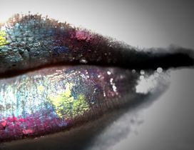 Dark lipstick and glitter - HD art design make-up