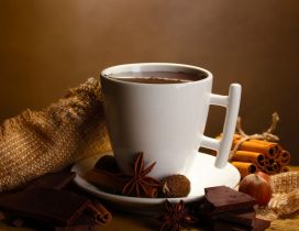 Drink a hot chocolate in the morning - HD wallpaper