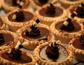 Delicious tarts with chocolate and cacao