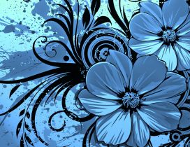 Vector wallpaper - blue flowers